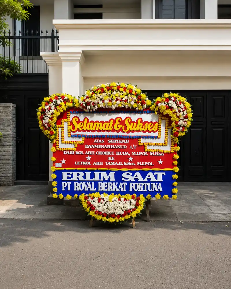 Bunga papan happy wedding