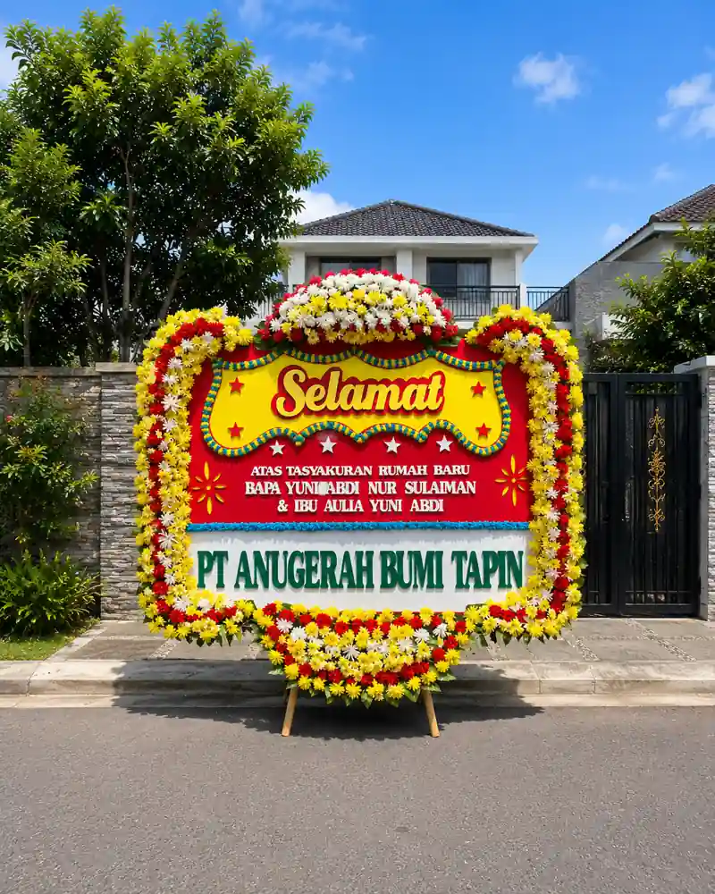 Bunga papan happy wedding