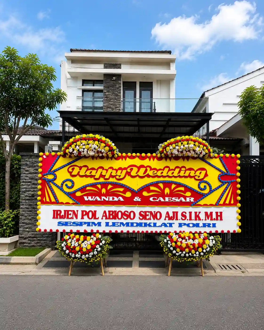 Bunga Papan Happy Wedding Gedung Dhanapala Jakarta Pusat 4